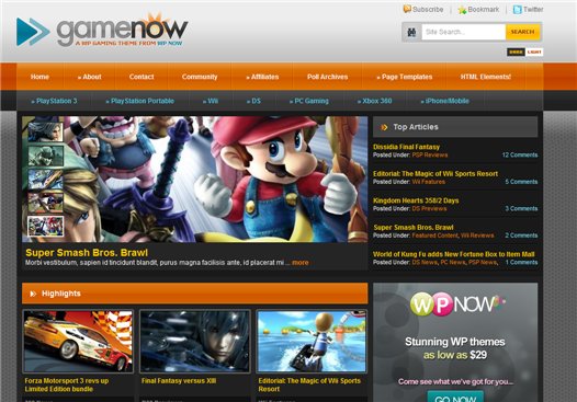 GameNow WPNow Premium Wordpress Theme